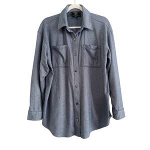 GH Bass & Co Womens Snap Front Collared Shirt Medium Oversized Striped Casual